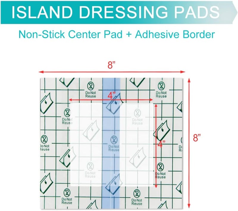 EaseToU Waterproof Dialysis Catheter Shower Cover 8x8 - No Glue On The Center of The Patch, PD Peritoneal Dialysis Port Shower Protector Shield Island Bandage Dressing Patch Accessories (Pack of 25) - Image 5